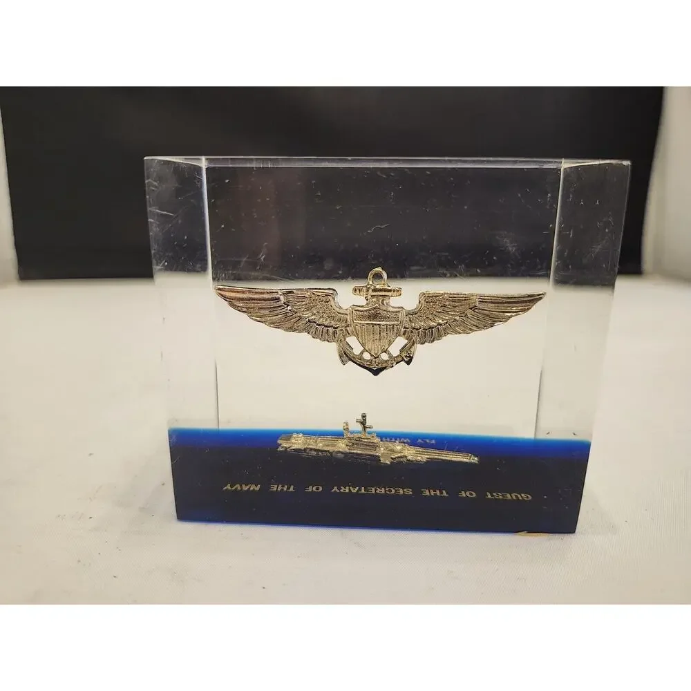 Paperweight GUEST OF THE SECRETARY OF THE NAVY ORIENTATION CRUISE Acrylic U.S.N.